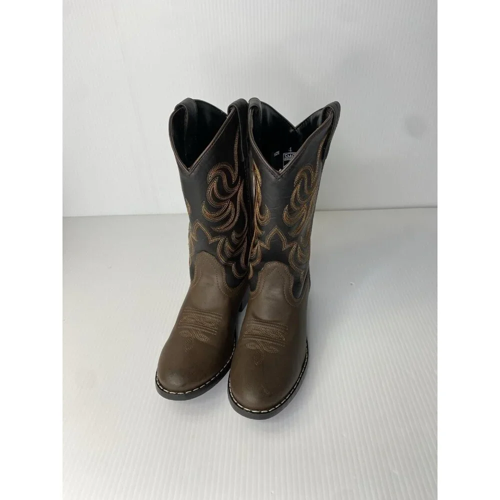 Smoky Mountain Western Boots Boys Size 4 Monterey Leather Brown Black 1575C